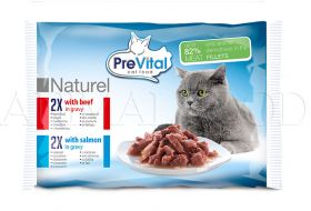 PreVital Cat kapsička - losos & hovädzie v omáčke 4x85g